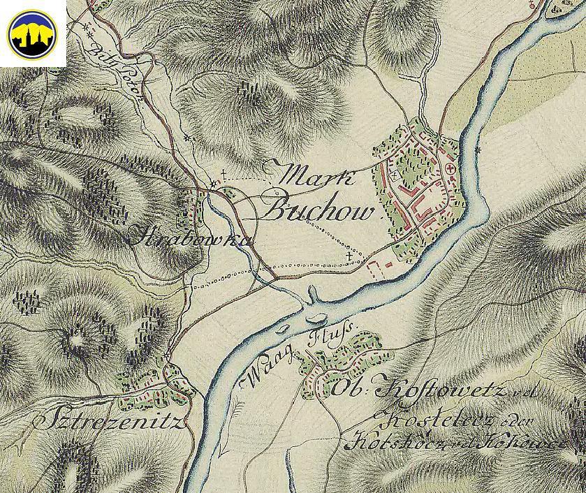 Mapa Púchova, Horných Kočkoviec a Streženíc z druhej polovice 18. storočia