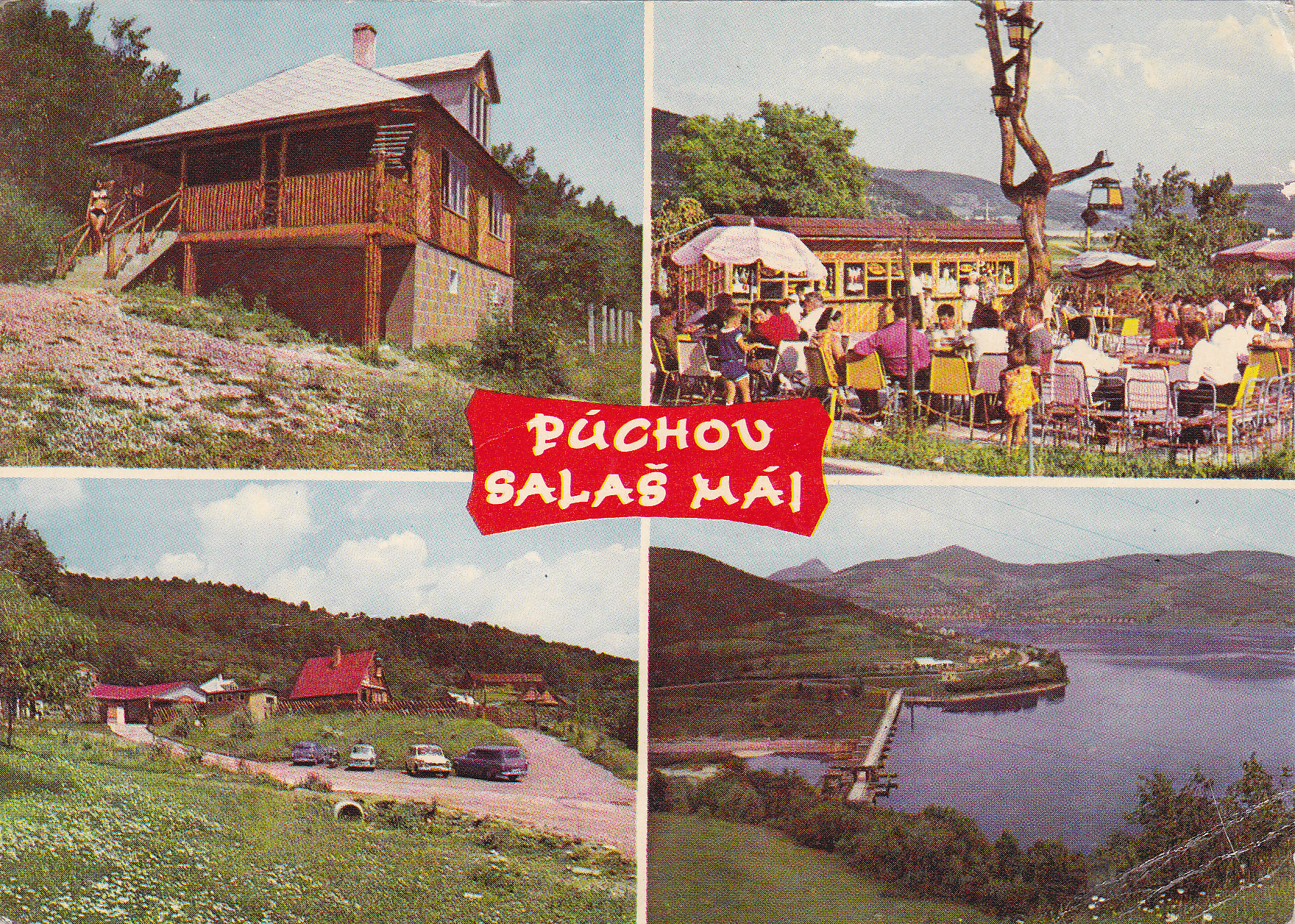 Salaš Máj a Priehrada mládeže pri Púchove na pohľadnici z r. 1969