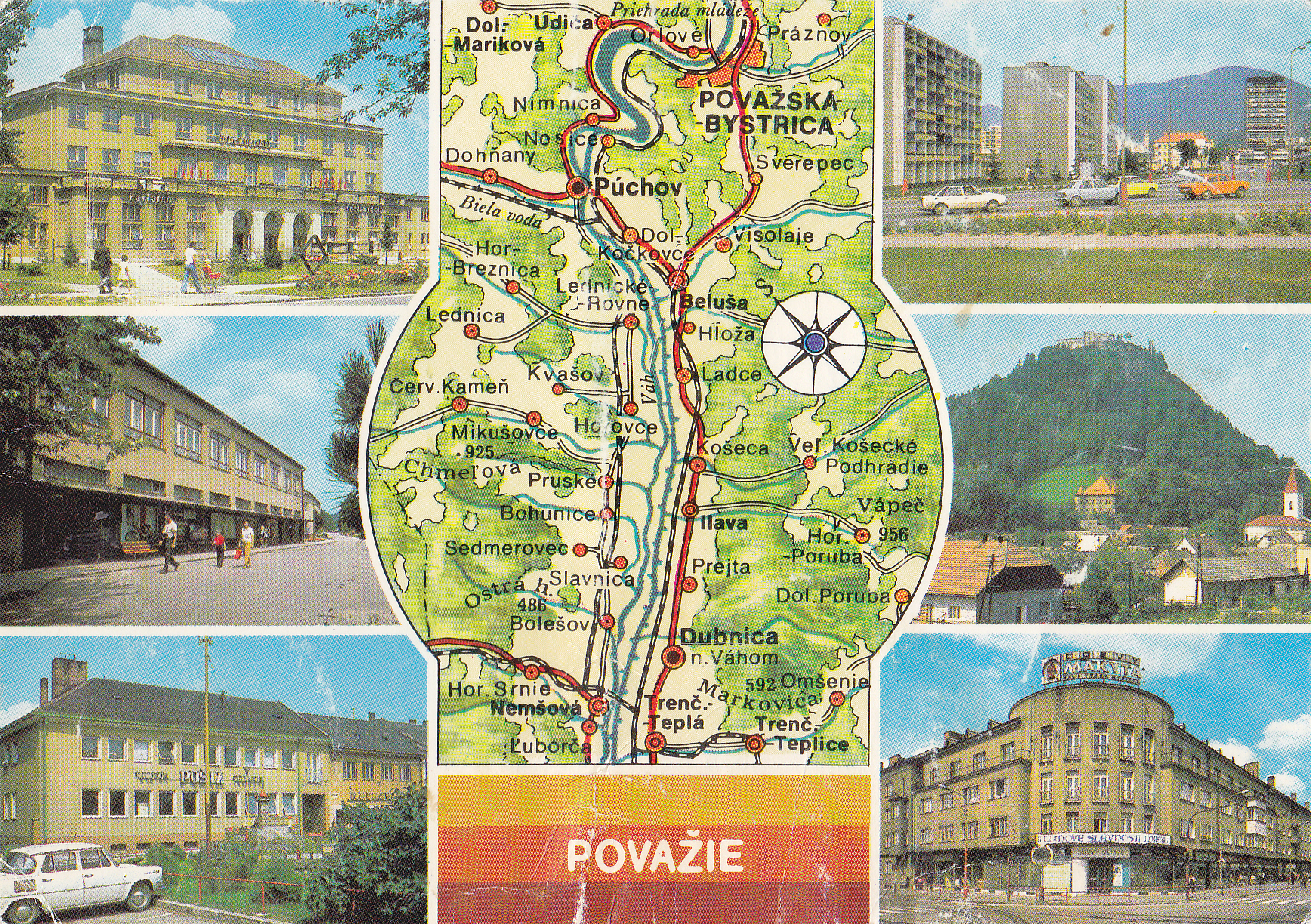 Stredné Považie na pohľadnici (Pov. Bystrica, Púchov, Ilava, Dubnica n. Váhom)
