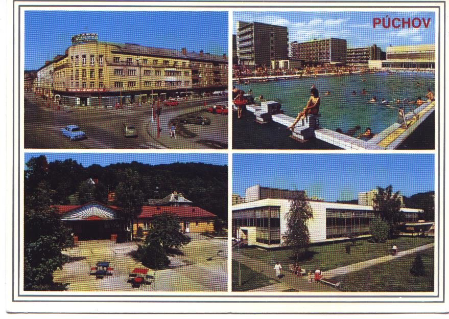 Púchov na pohľadnici z r. 1990: Rožák, DK, Kúpalisko, Salaš (od pána Olšovského)