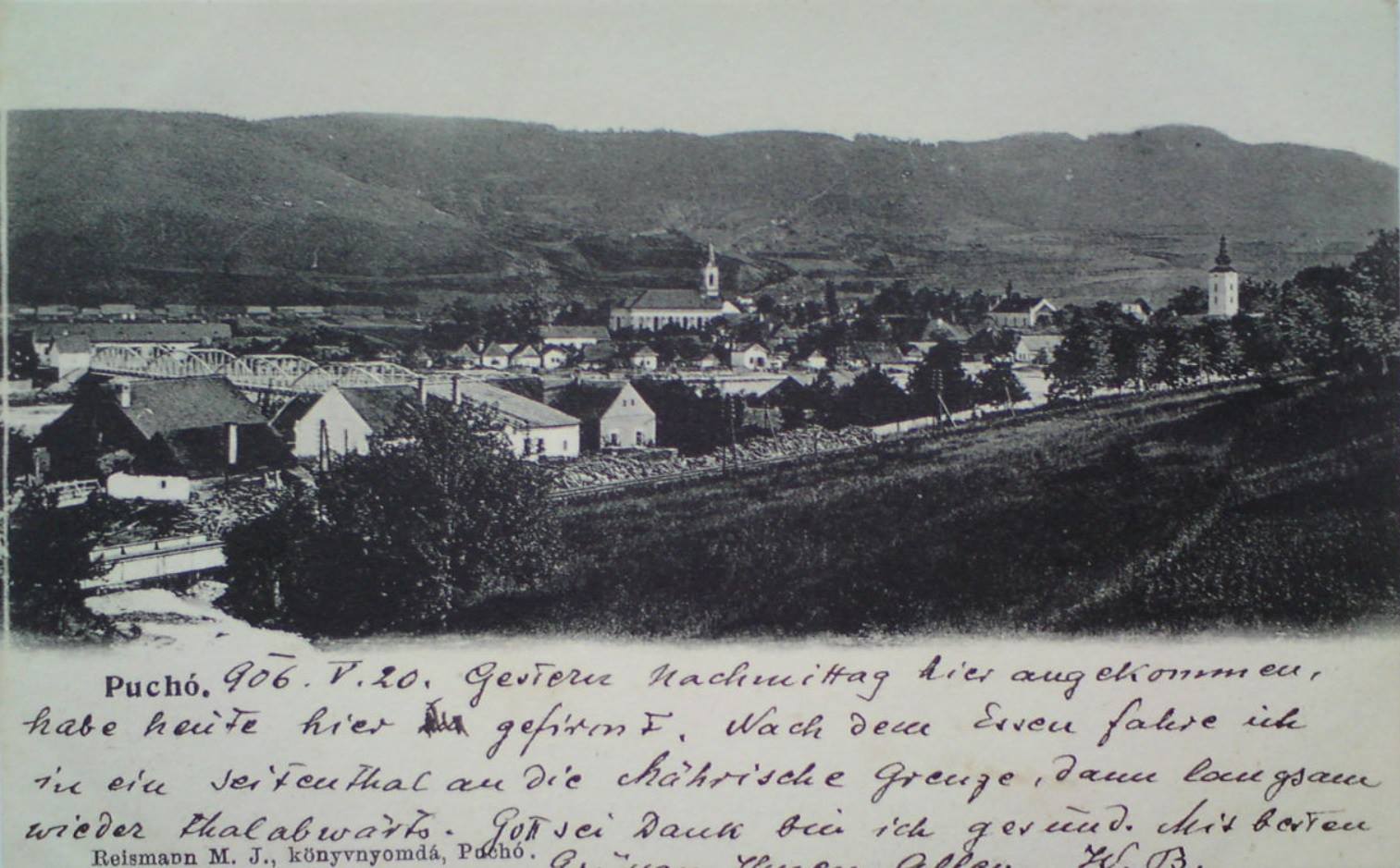 Pohľad na Púchov z Hor. Kočkoviec v r. 1906