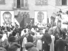Dožinková oslava pred dnešným Mestským úradom v Púchove na začiatku 50. rokov minulého storočia
