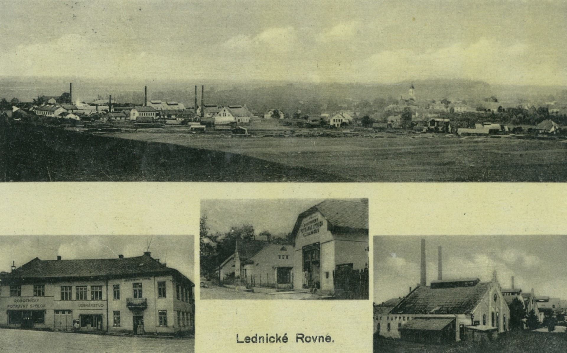 Na pohľadnici z r. 1923 je zaujímavé to, že v čase jej vzniku boli Led. Rovne ešte rozdelené na Prečínsku Lehotu na ľavej strane a Rovne na pravej strane hornej fotografie. Na dolných fotografiách sa nachádzajú iba budovy z Prečínskej Lehoty.