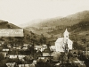 Pohľad na stred obce Lazy pod Makytou, evanjelický kostol a tzv. Potockú dolinu okolo roku 1927