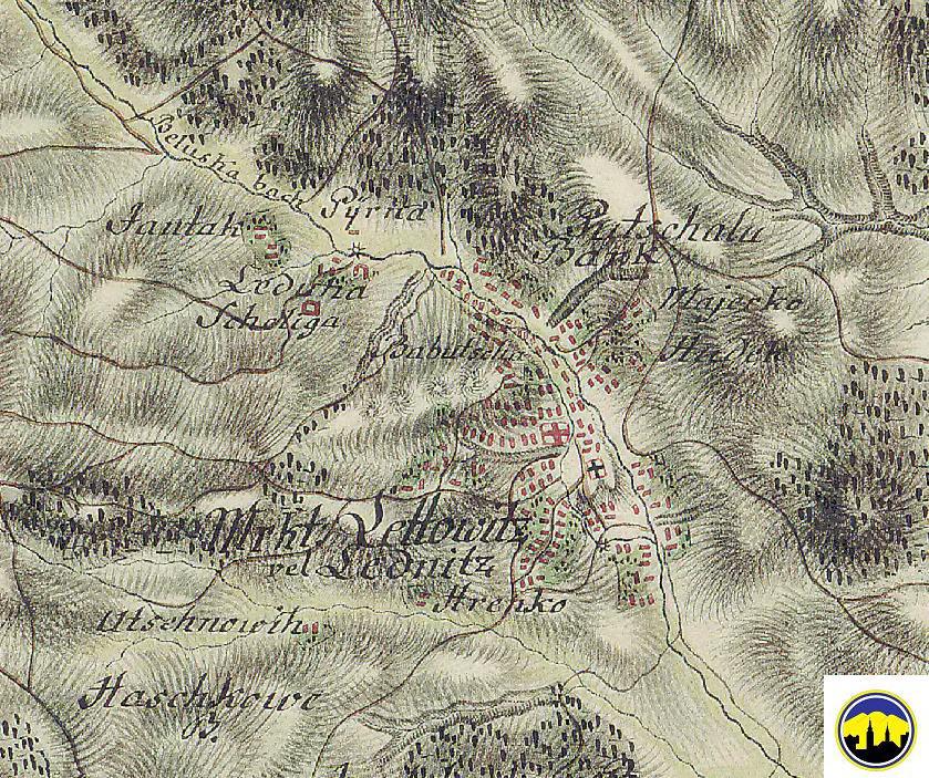 Pohľad na mapu obce Lednica v rokoch 1769 - 1785