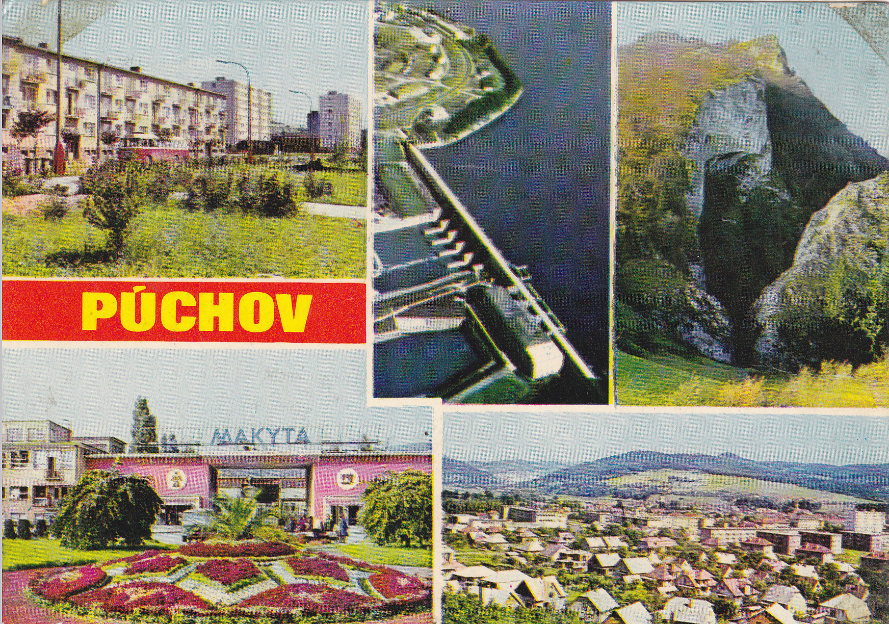 Púchov a okolie na pohľadnici z roku 1972