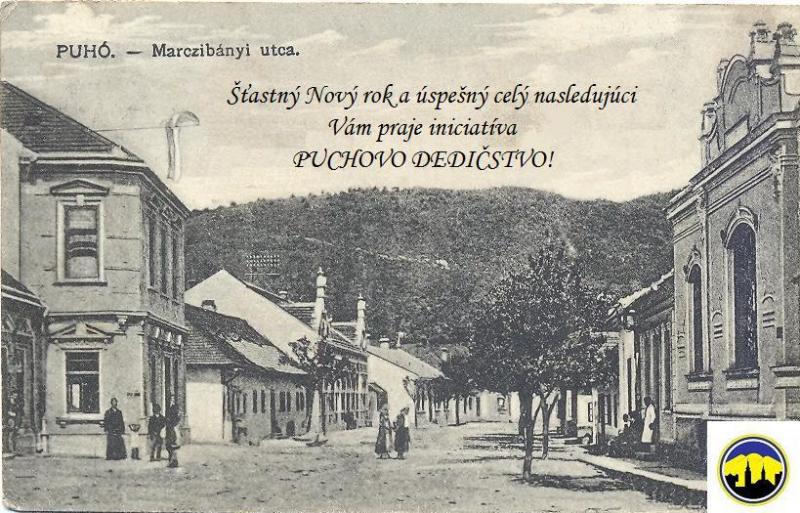 Pohľadnica Púchova z prelomu storočí - Námestie slobody dnes, vtedy Marczibányiovská ulica