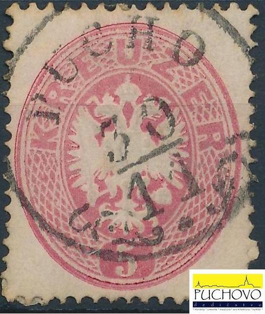 Rakúska známka z čias monarchie s odtlačkom razítka pošty Púchove