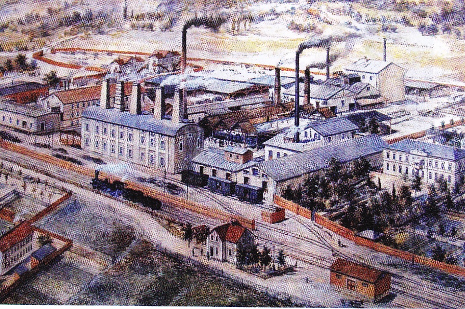 Cementáreň Ladce v roku 1900 - založená v r. 1889 pod názvom